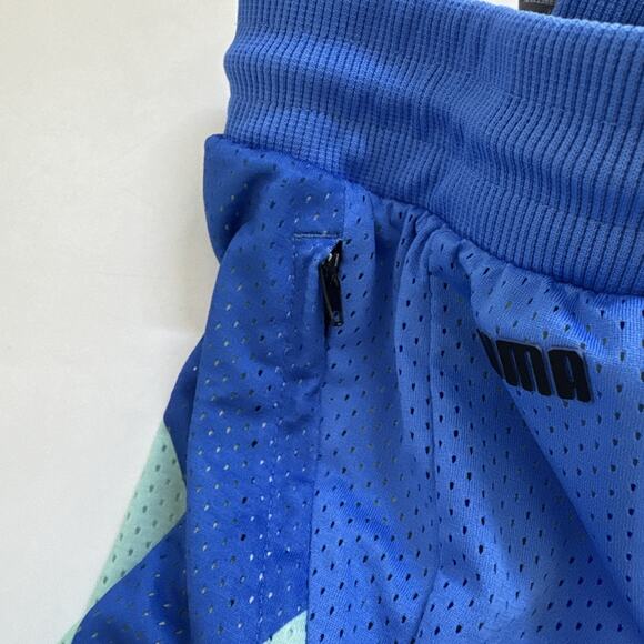PUMA Men's Scholarship Basketball Shorts Bluemazing Large Mesh COLORBLOCK Y2K - Picture 7 of 11